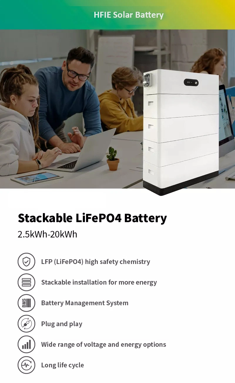 Stackable LiFePO4 Battery 2.5kwh-20kwh (48V-384V 52Ah) Stacked LFP Lithium High Voltage Solar Energy Storage System Battery